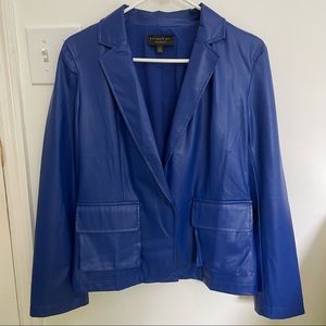 Blue Faux Leather Jacket